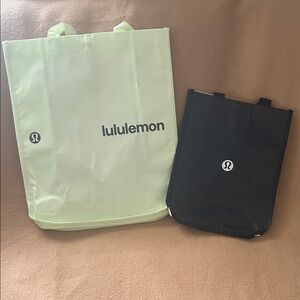 Lululemon Reusable Tote Bag Set - Green and Black